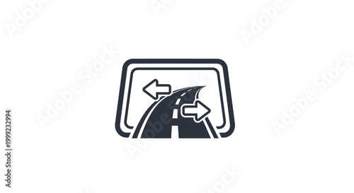 Road fork ahead traffic sign symbol.