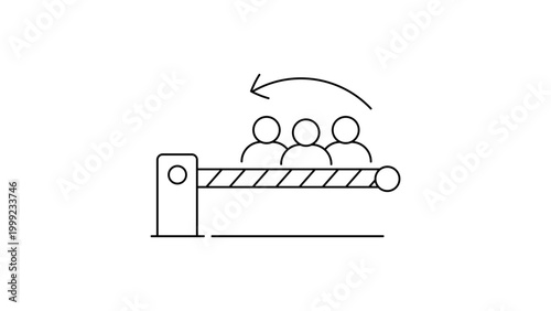 Slika na platnu Churn Prevention and Customer Retention Concept Vector Icon Illustration Featuring a Barrier and People Icons, Minimalist Black Line Art with Editable Stroke for Business and Marketing Design