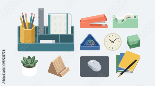 Photos Office supplies and desk accessories.