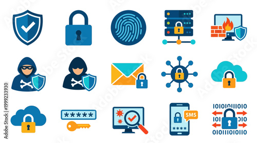 Digital Security Icons and Symbols.