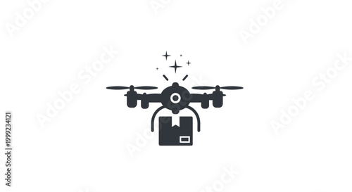 Bild auf Leinwand Drone with camera flying high.