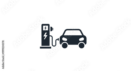 Electric car charging at station.