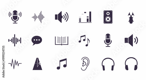 Sound and music icons set.