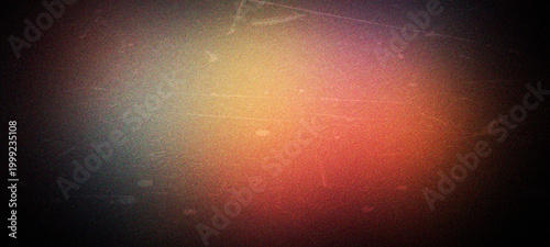 Bilde på lerret Abstract texture with dark vignetting and warm light leak effect creating cinematic film aesthetic with heavy grain noise overlay for nostalgic backdrop or artistic creative design project element