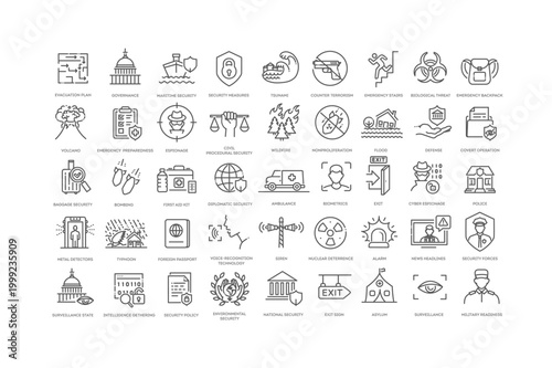 Evacuation, emergencies icons