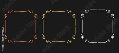 クラシカルな曲線装飾が美しいコーナーフレームセット（ブロンズ・ゴールド・シルバー）アンティーク調エレガント枠素材