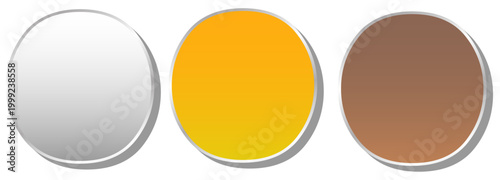 立体感のあるシルバー・イエロー・ブラウンのシンプルで使いやすい円形ボタン風アイコンセット