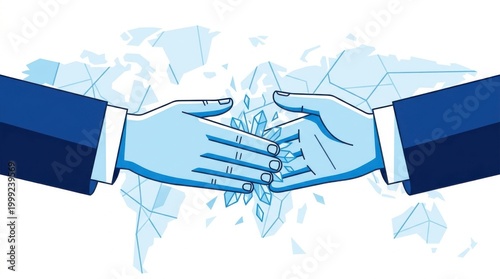 Global Business Handshake Partnership World Map Illustration