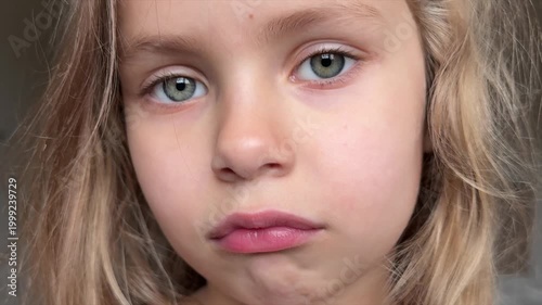 Upset  little girl looking to camera 