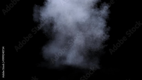 Cannon smoke explosion on alpha channel. 3d animation of cgi cannon fire smoke plume. Realistic smoke burst isolated