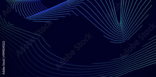 ブルーグラデーションの滑らかなラインが重なり合い静かな流動感を演出するクールで洗練された抽象背景