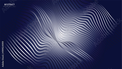 Midnight Blue Swirl bfstract Waving Line Particle Technology Background