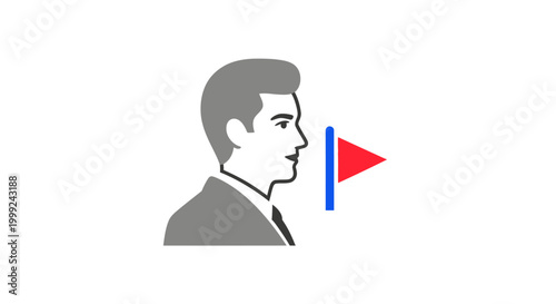 Man Speaking into Microphone Icon Illustration.