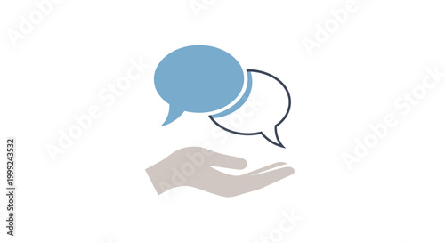Foto Hand with speech bubbles communication.