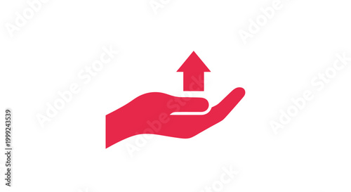 Принти на полотні Hand with upward pointing red arrow.
