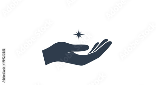 Quadro su tela Hand with star in palm.