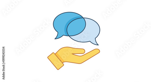 Foto Hand with speech bubbles communication.
