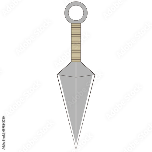 忍者が使うクナイのシンプルなイラスト_グレー