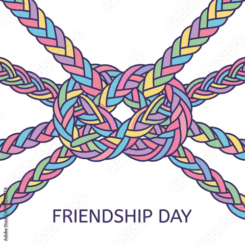 Flat vector icon of colorful friendship bracelets intertwined