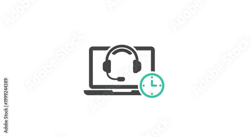 Headset on laptop computer screen.