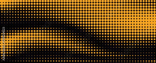 Grunge halftone gradient background. Faded grit noise texture.orange and black sand wallpaper. Retro pixelated backdrop. Anime or manga style comic overlay. Vector