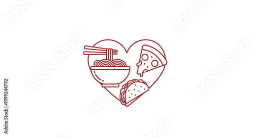 Heart shaped pizza icon graphic symbol.
