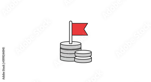 Foto Stack of coins with red flag.
