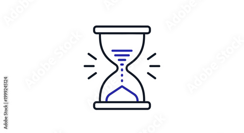 Hourglass with blue sand timer.