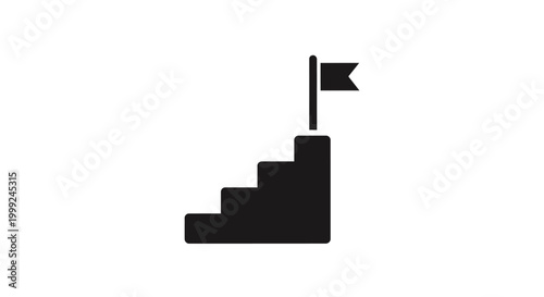Staircase with Flag on Top Step.