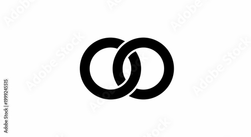 Black intertwined circle design symbol.