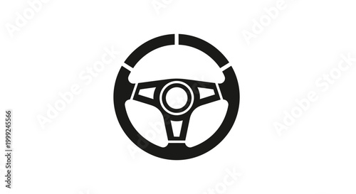 Steering Wheel Icon Black Simple.
