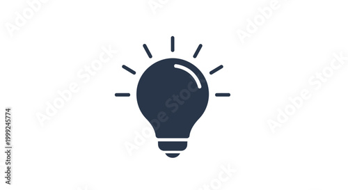 Black Light Bulb Icon Symbol.
