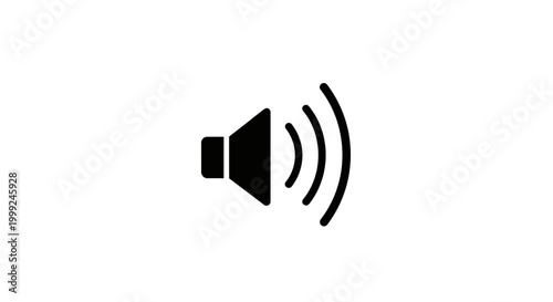 Black Loudspeaker Icon Emitting Sound Waves.