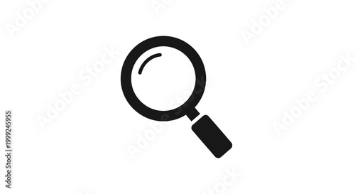 Black magnifying glass icon symbol.