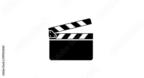 Black movie clapper board icon.