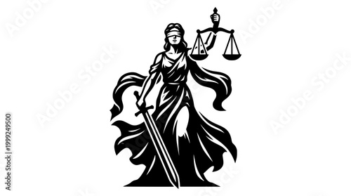 Lady Justice Bold Silhouette T-Shirt Graphic Vector