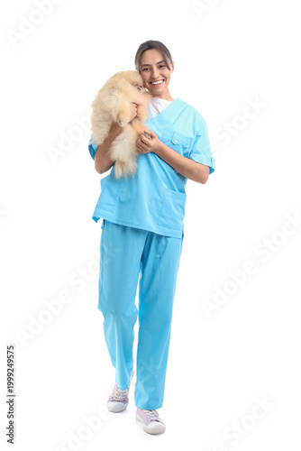 Female veterinarian with cu...