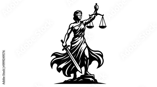 Lady Justice Bold Silhouette T-Shirt Graphic Vector