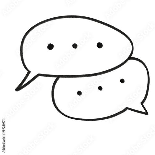 Simple conversation doodle with pencil style drawing, isolated on white background