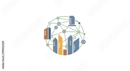 Cityscape Skyscrapers in a Circle.