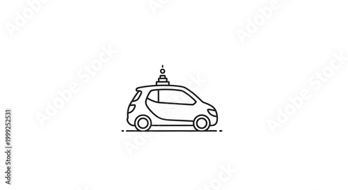 Simple Line Drawing of a Small Car.