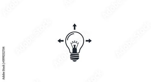 Simple Black Light Bulb Icon Illustration.
