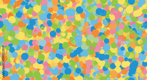 A colorful abstract pattern of multicolored circles on a bright background