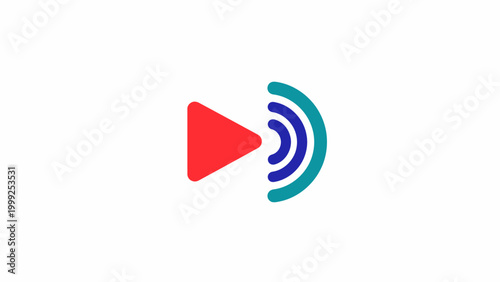 Play button with sound waves symbol.