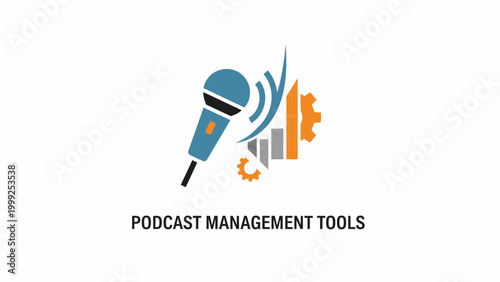 Podcast Management Tools Logo Microphone Symbol.