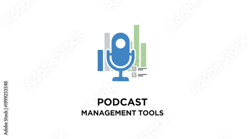 Podcast Management Tools Microphone Graphic Illustration.