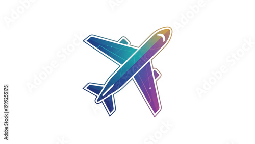 Colorful airplane icon in modern graphic design style  