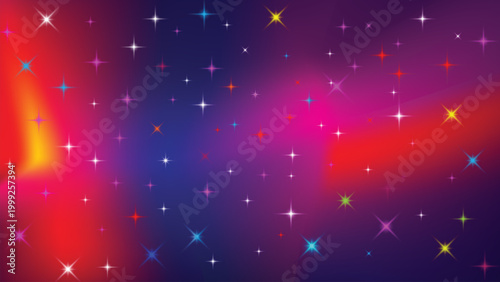 Vibrant starry night sky with colorful gradient background and sparkling stars