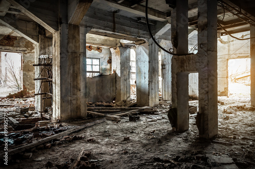 Ruined industrial building, abandoned factory