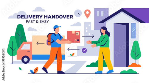 Delivery handover between two people.